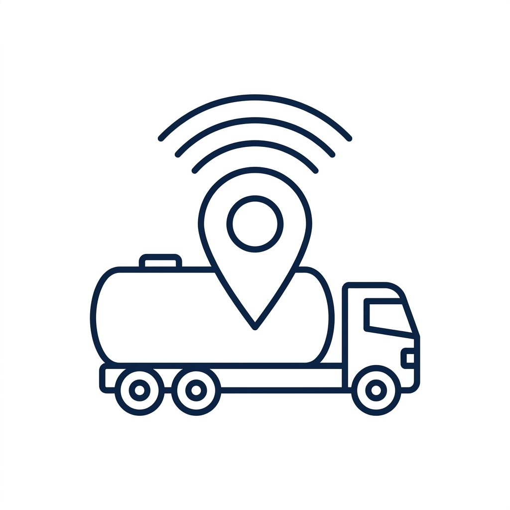 Delivery truck with location pin and wireless signal lines