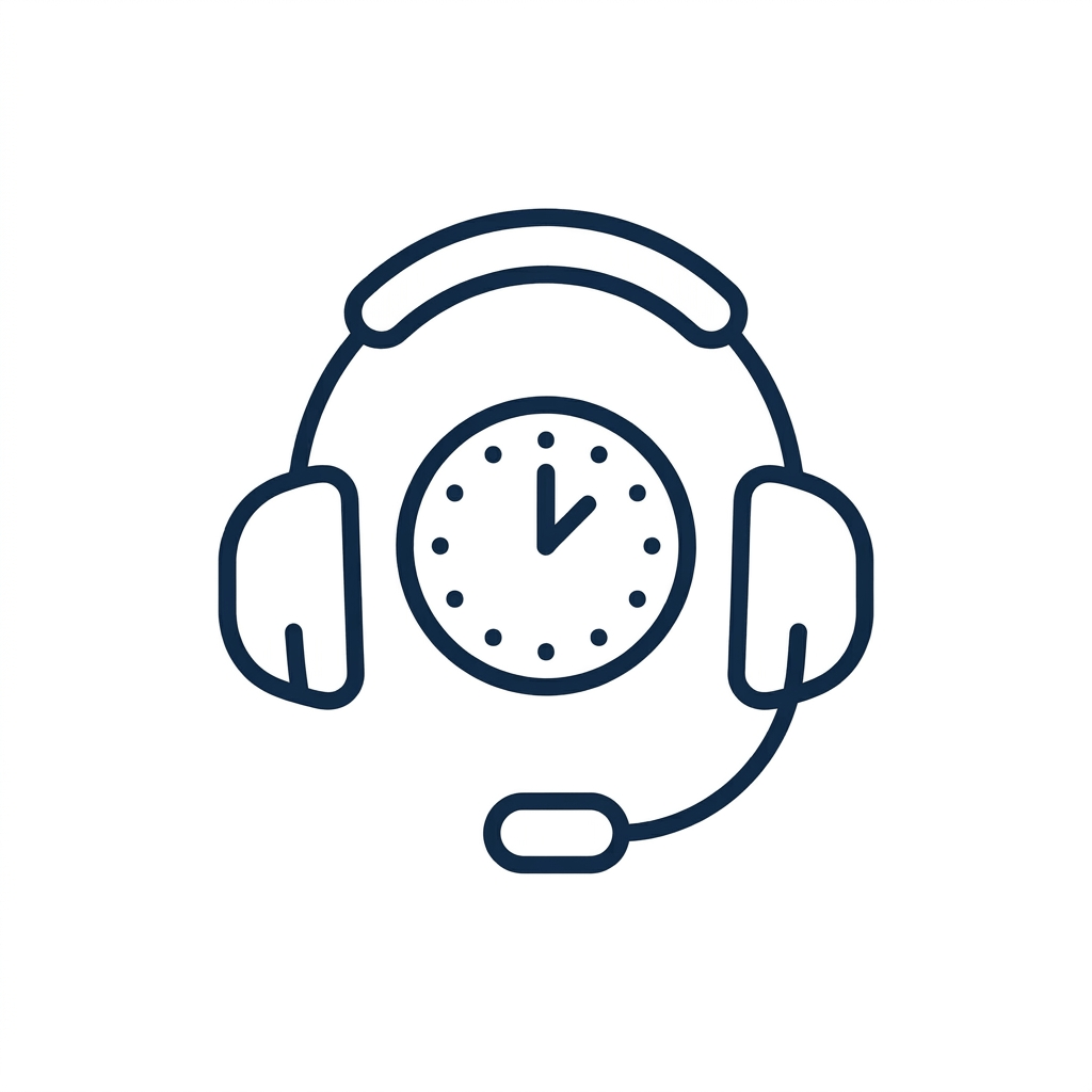 Headset surrounding a clock with microphone, symbolizing customer support