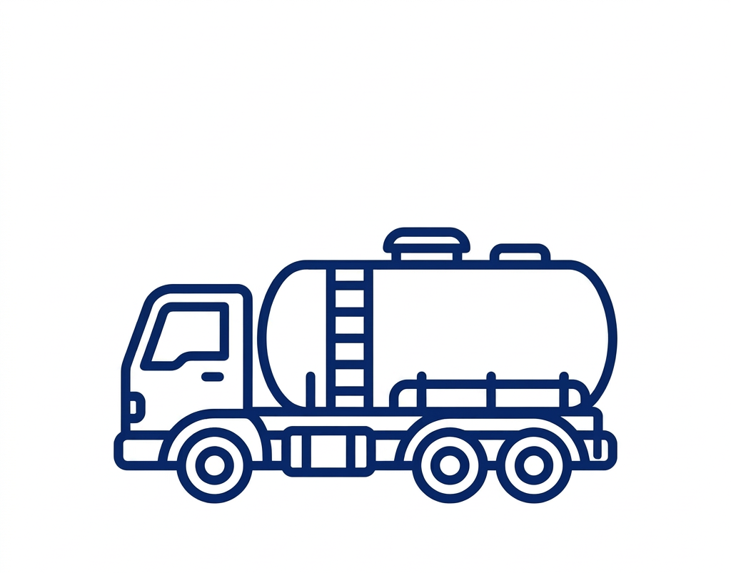 Blue outline icon of a tanker truck