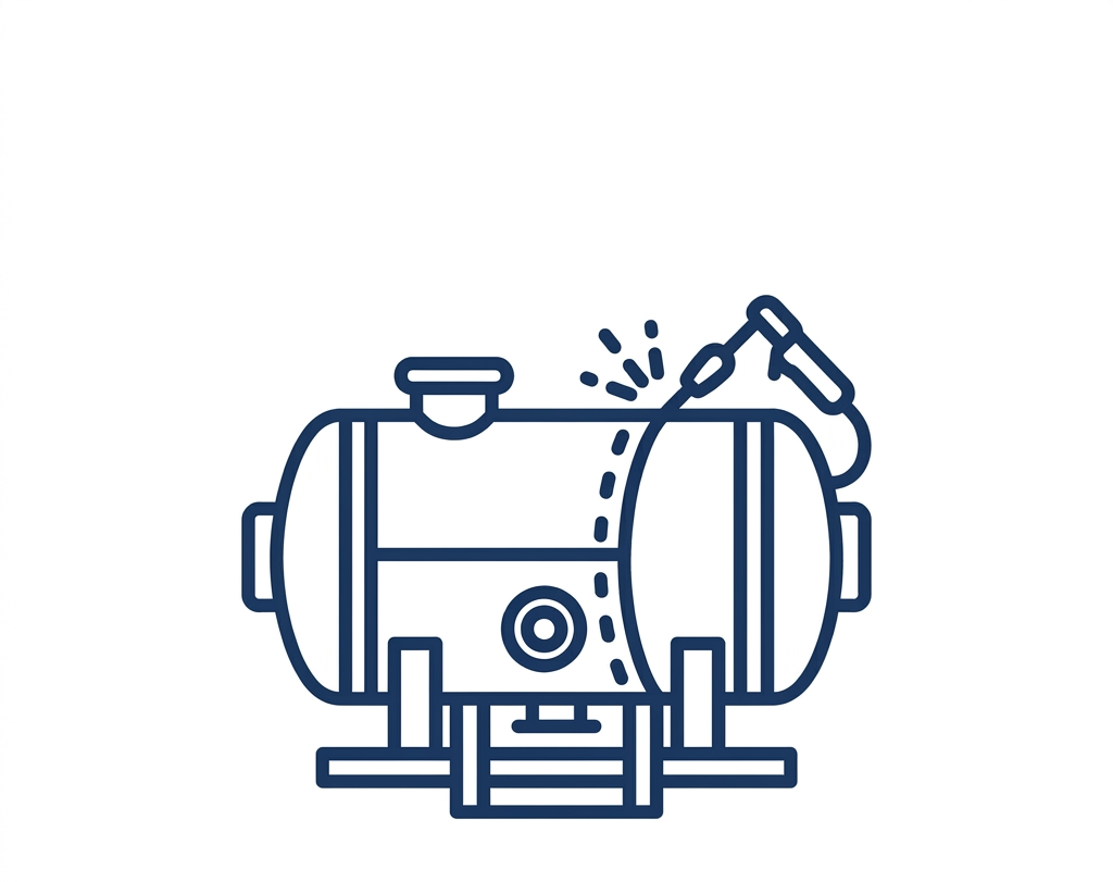 Electric hand dryer hygiene symbol Industrial pipe or tank with wrench indicating repair and leakage